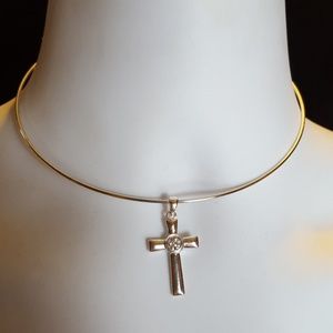 choker cross cable CRYSTAL necklace